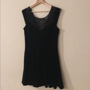 Velvet fit and flare dress with lace detail